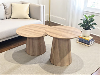 Winslow 2PC Round Oak Look Coffee Table Set